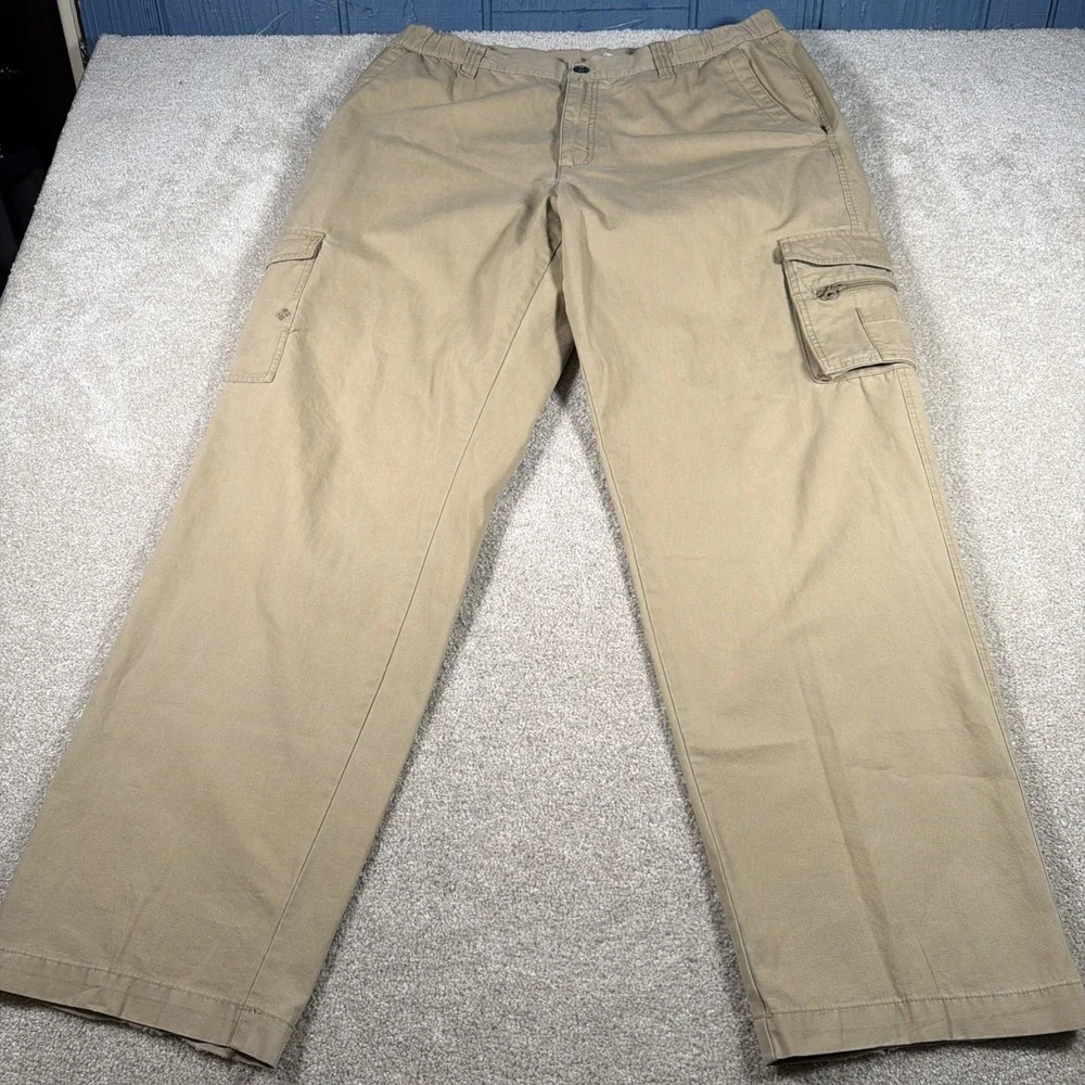 Columbia Mens Straight‎ Leg Cargo Khaki Outdoor Pants Large (FITS 36 X 31) READ